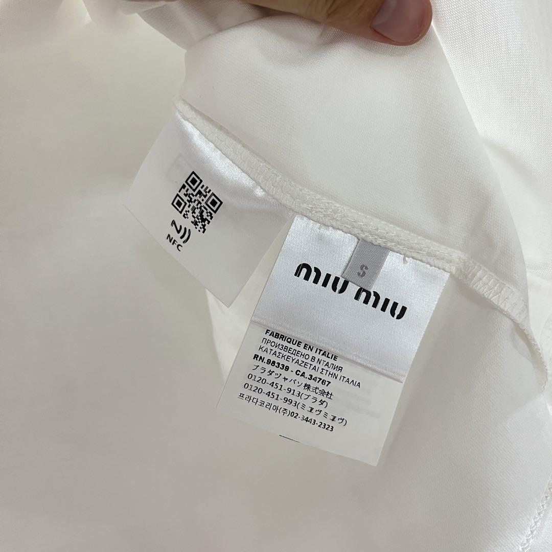 ミュウミュウ ロゴTシャツ ホワイト S レディース レディース