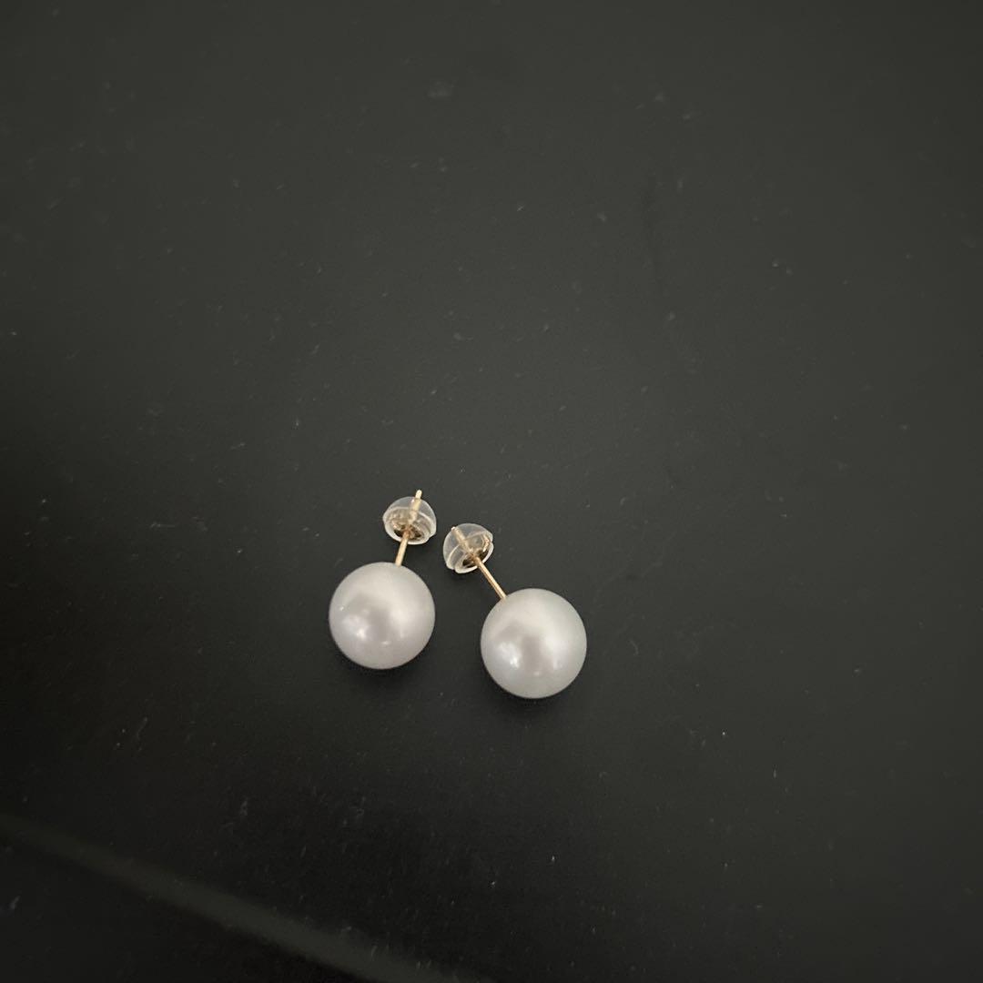 ホワイト 南洋真珠 10㎜ラウンド スタッドピアス goldenpearlearring-1.jpg?v=