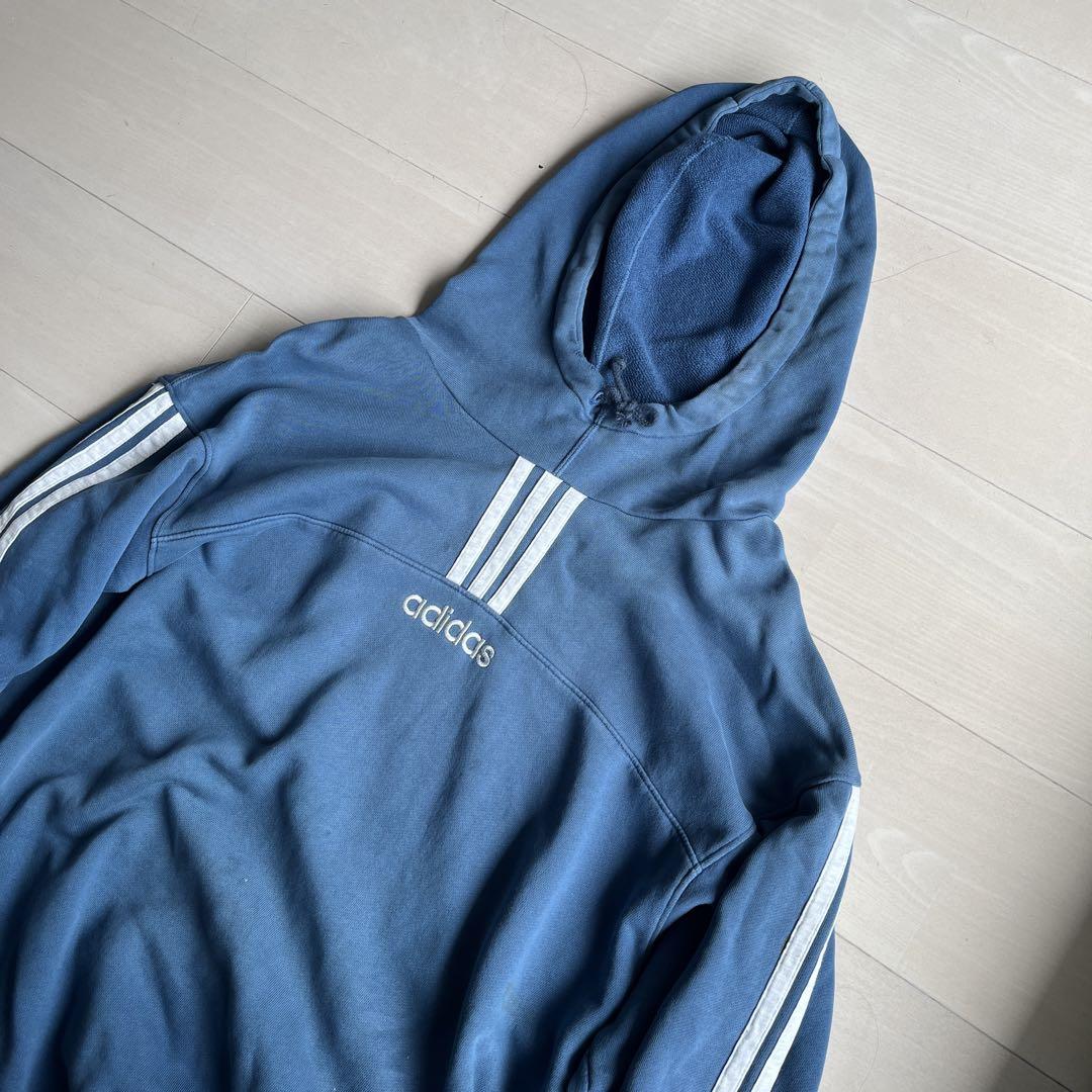 90s Adidas Hoodie グランジ パーカー サンフェード 短丈