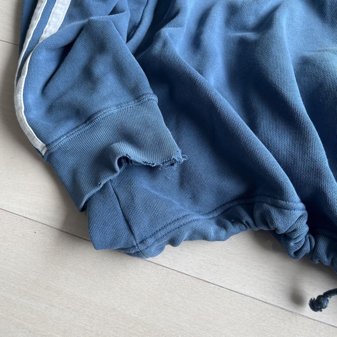 90s Adidas Hoodie グランジ パーカー サンフェード 短丈