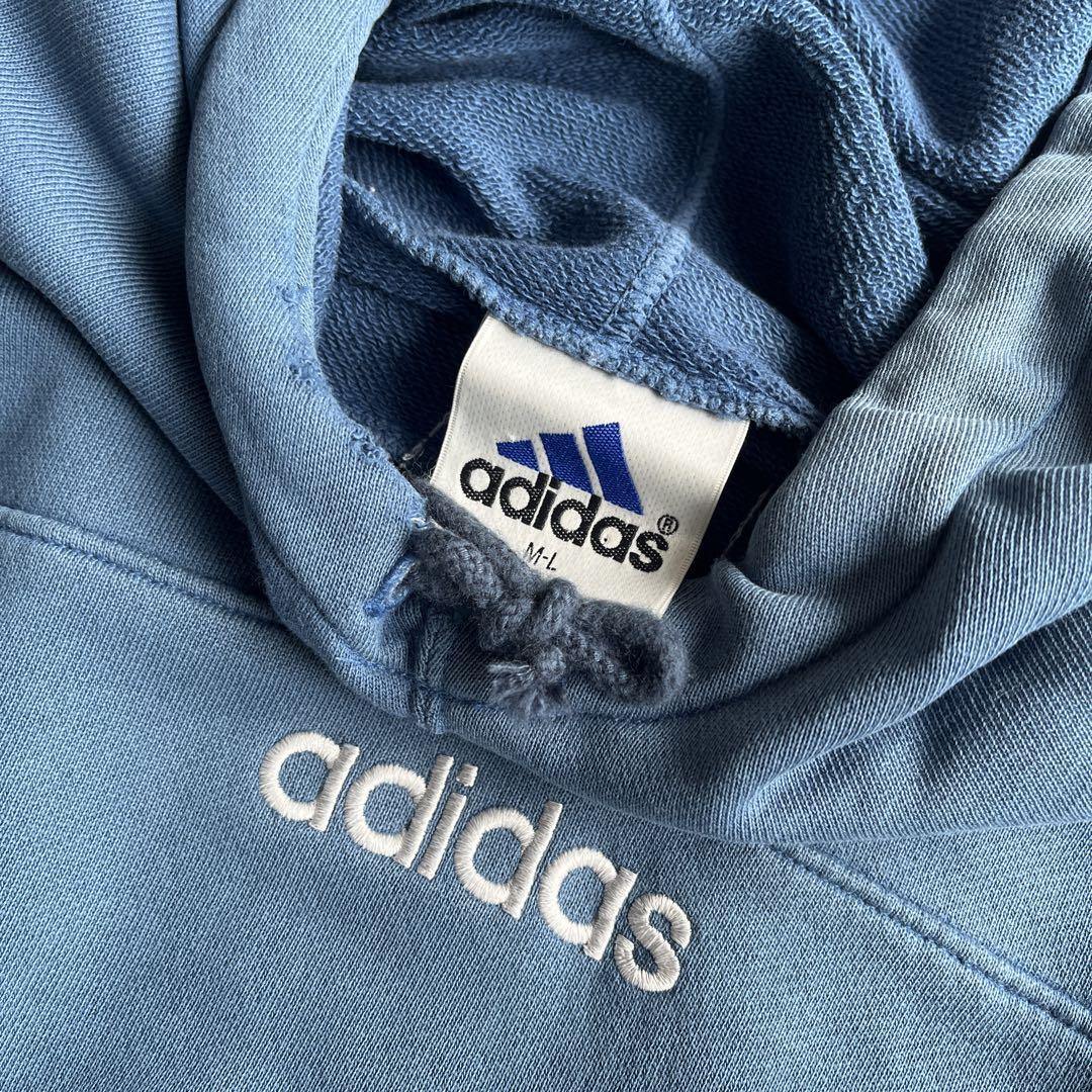 90s Adidas Hoodie グランジ パーカー サンフェード 短丈