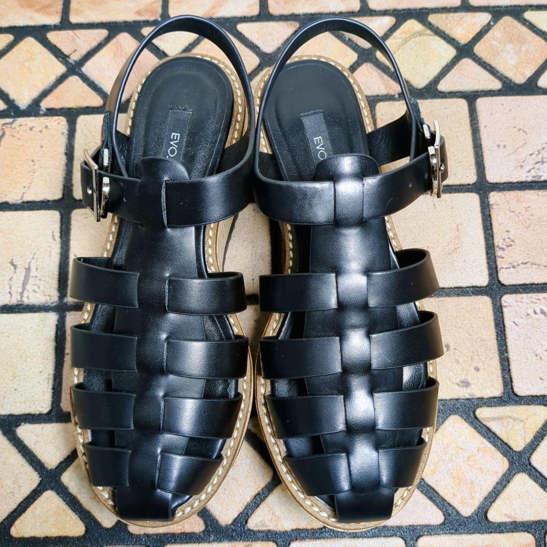 新品 EVOLイーボル グルカサンダル 23cm厚底 バックルベルト ストラップ