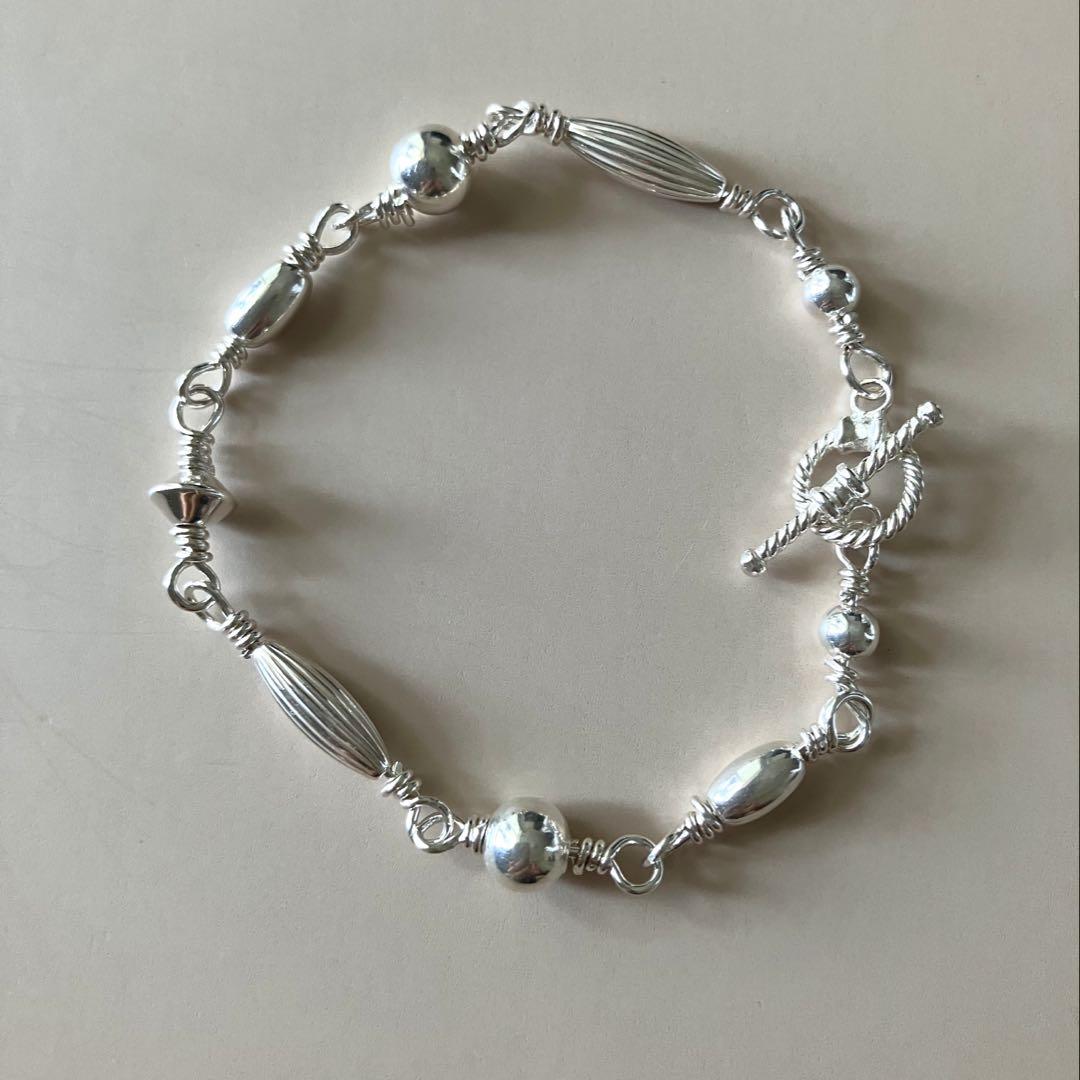 Silver925/カットアズキチェーン ブレスレット 16.5cm
