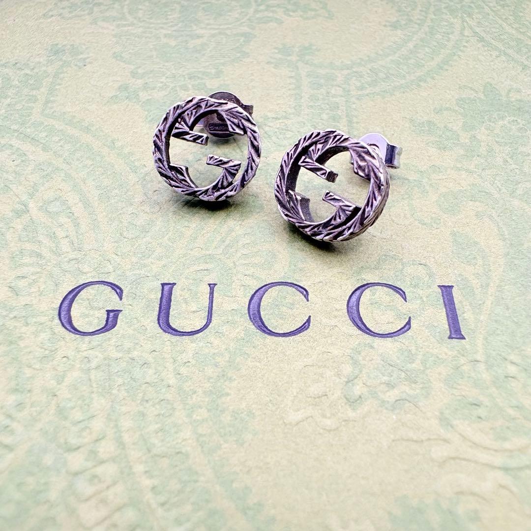 GUCCI グッチ インターロッキングG アラベスク ピアス シルバー 両耳