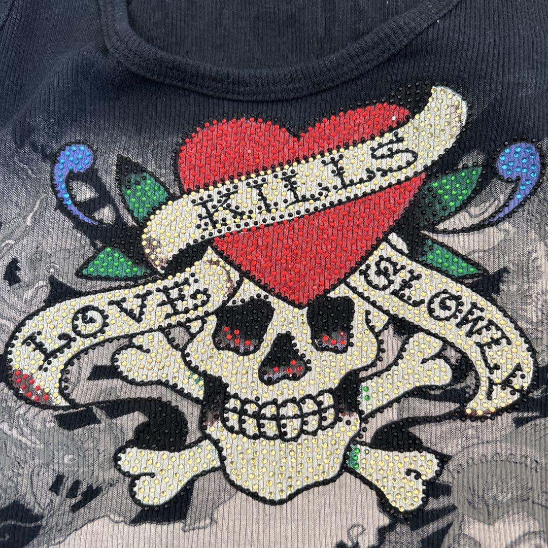 Ed Hardy エドハーディー ラインストーン タンクトップ スカル ドラゴン