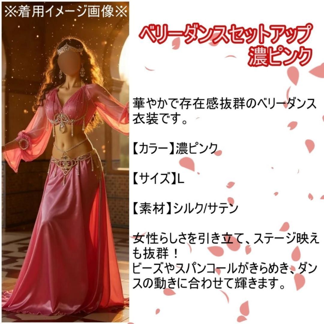 【新品未使用】L ベリーダンス セットアップ 衣装 ピンク レッスン 華やか