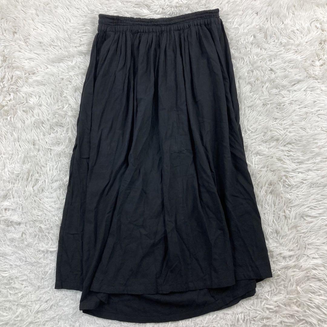 極美品⭐️Y's ワイドサルエルパンツ レーヨン リネン ブラック ウエストゴム