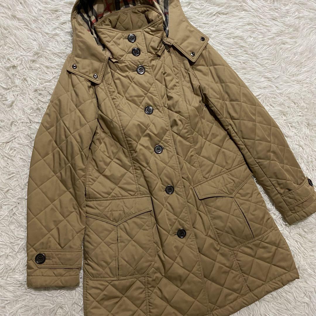 【美品】バーバリーロンドン　キルティング　ロングコート　XL 42 ノバチェック