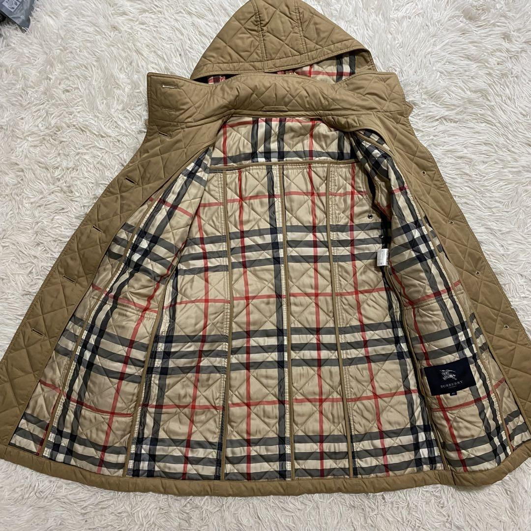 【美品】バーバリーロンドン　キルティング　ロングコート　XL 42 ノバチェック