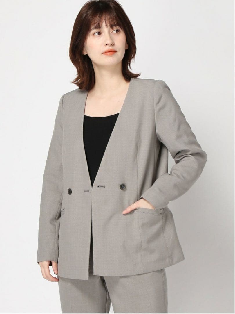 94%OFF!】 LEPSIM ノーカラージャケット セットアップ グレー