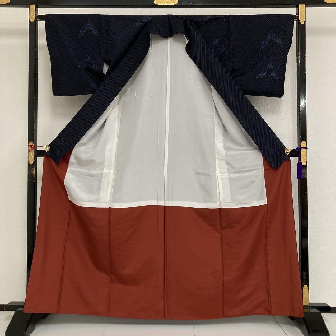 真綿紬 藍 素敵な絣柄 総絣 正絹 T-2070