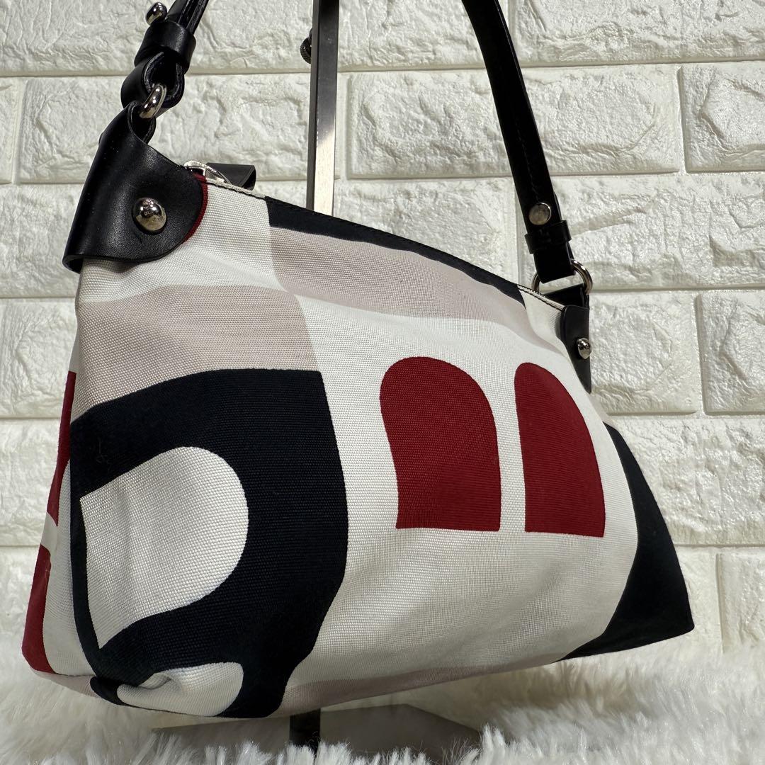 BALLY デカロゴ Bロゴ レザー×キャンバス ミニバッグ ハンドバッグ