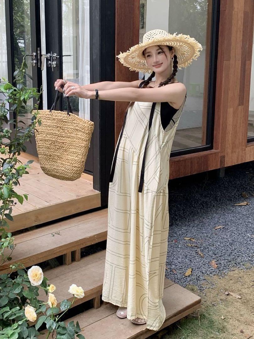 シンプルな夏用ロングワンピース⭐︎ゆったり女子会デートコーデに最適