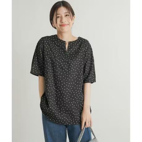 極美品✨　黒❤️　麻　アーバンリサーチドアーズ　リネンコットンドットブラウス