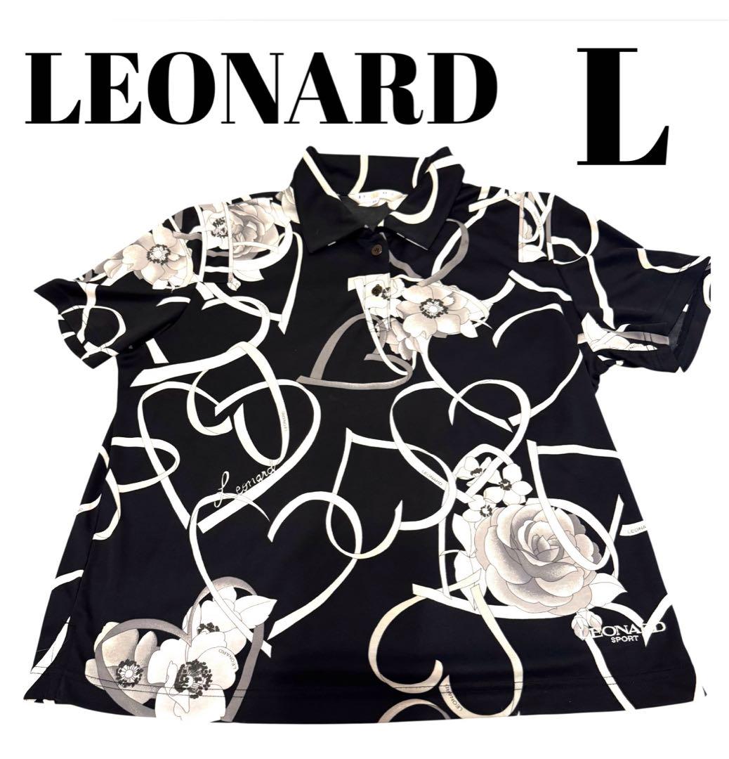 LEONARD レオナール 花柄 ボタニカル ギャザー tシャツ 半袖 ブラック LEONARD レオナール 花柄 ボタニカル ギャザー tシャツ 半袖