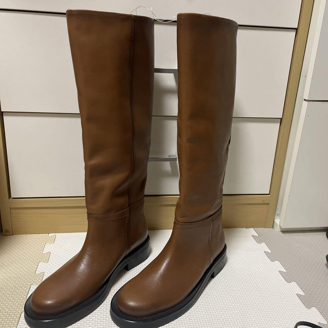 値下げ中！ZARA レザーブーツ　ロングブーツ　茶色