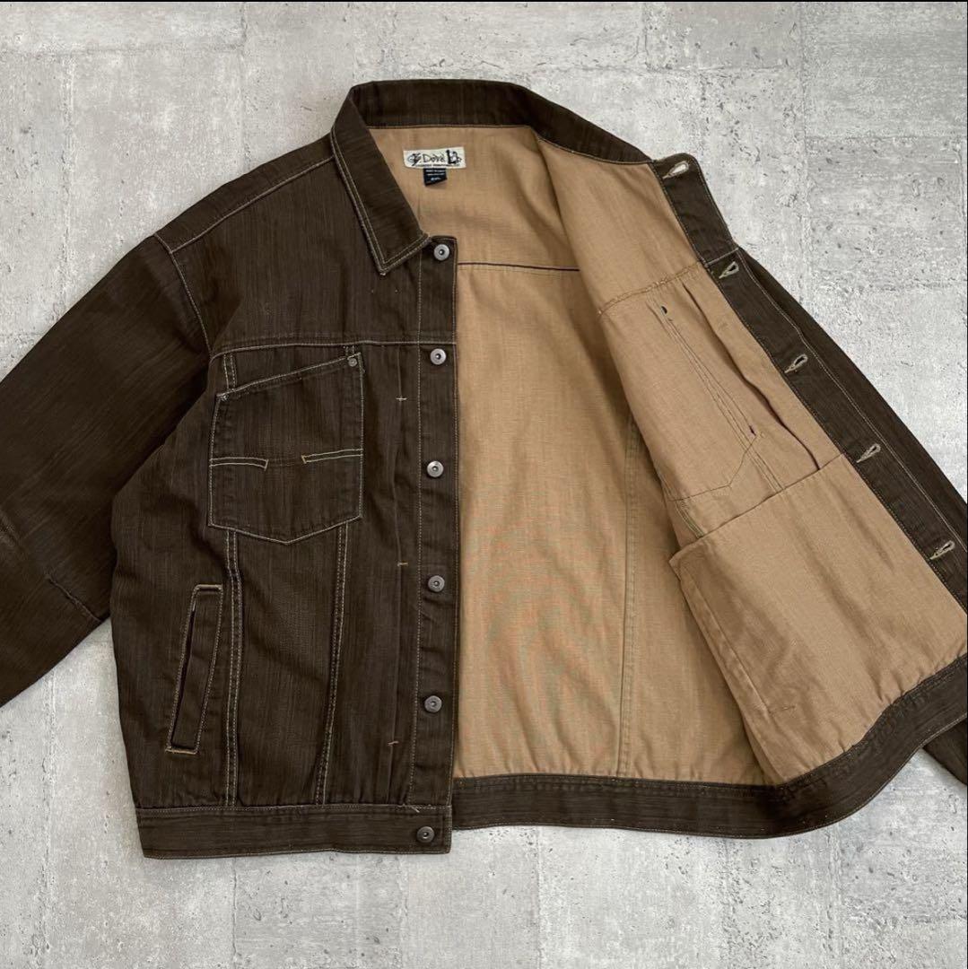 vintage 古着 オーバーサイズ デニムジャケット やや薄手 2XL 茶