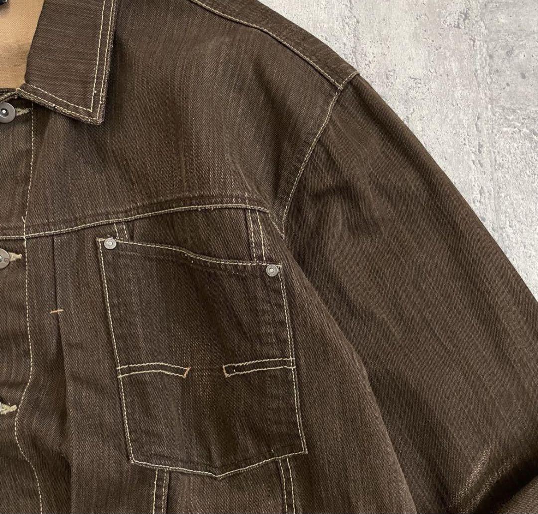 vintage 古着 オーバーサイズ デニムジャケット やや薄手 2XL 茶
