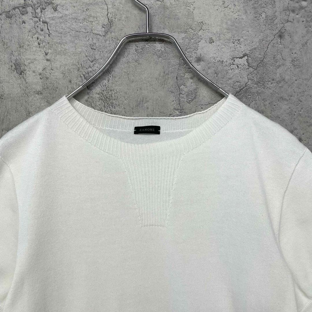 ザノーネ ZANONE 半袖ニット サマーニット 白 46 メンズ 美品