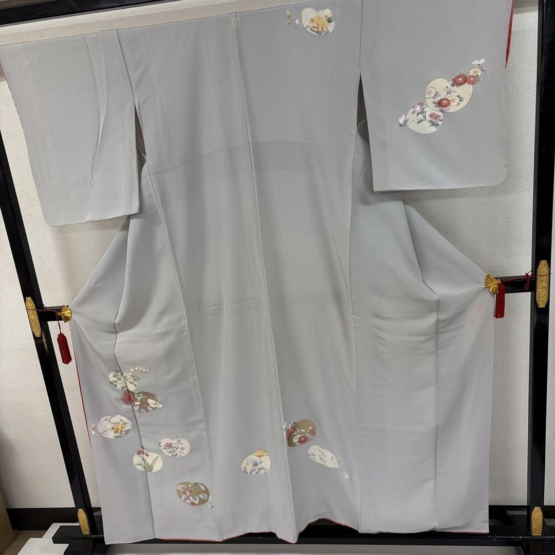 上品な付下げ 金彩 友禅 縮緬 正絹 MB-9788