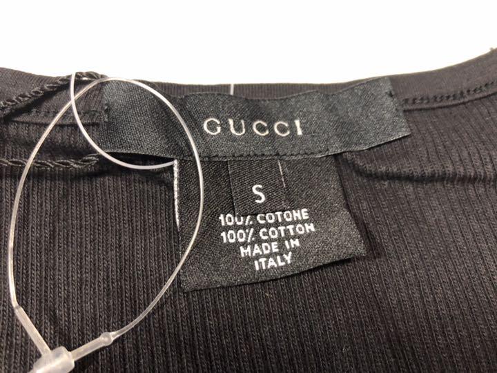 59◆GUCCI グッチ◆半袖ニット 黒系 Sサイズ Tシャツ Vネックトップス