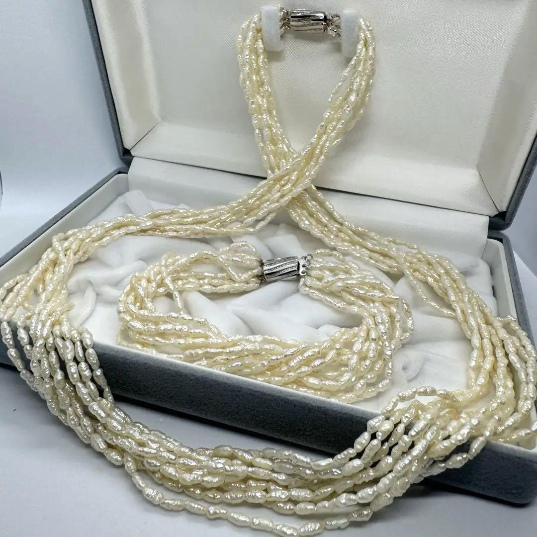 美品✨ケシパール 本真珠 10連 ネックレス ブレスレット シルバー 2way