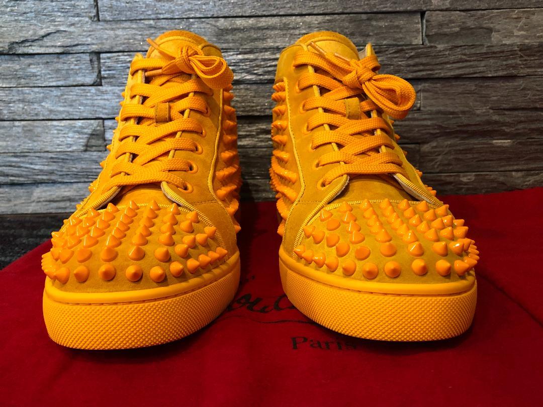 期間限定 Louboutin スタッズ イエロー 8YuBp-m93569324064 ハイカットスニーカー 25-25.5cm 最新作限定SALE
