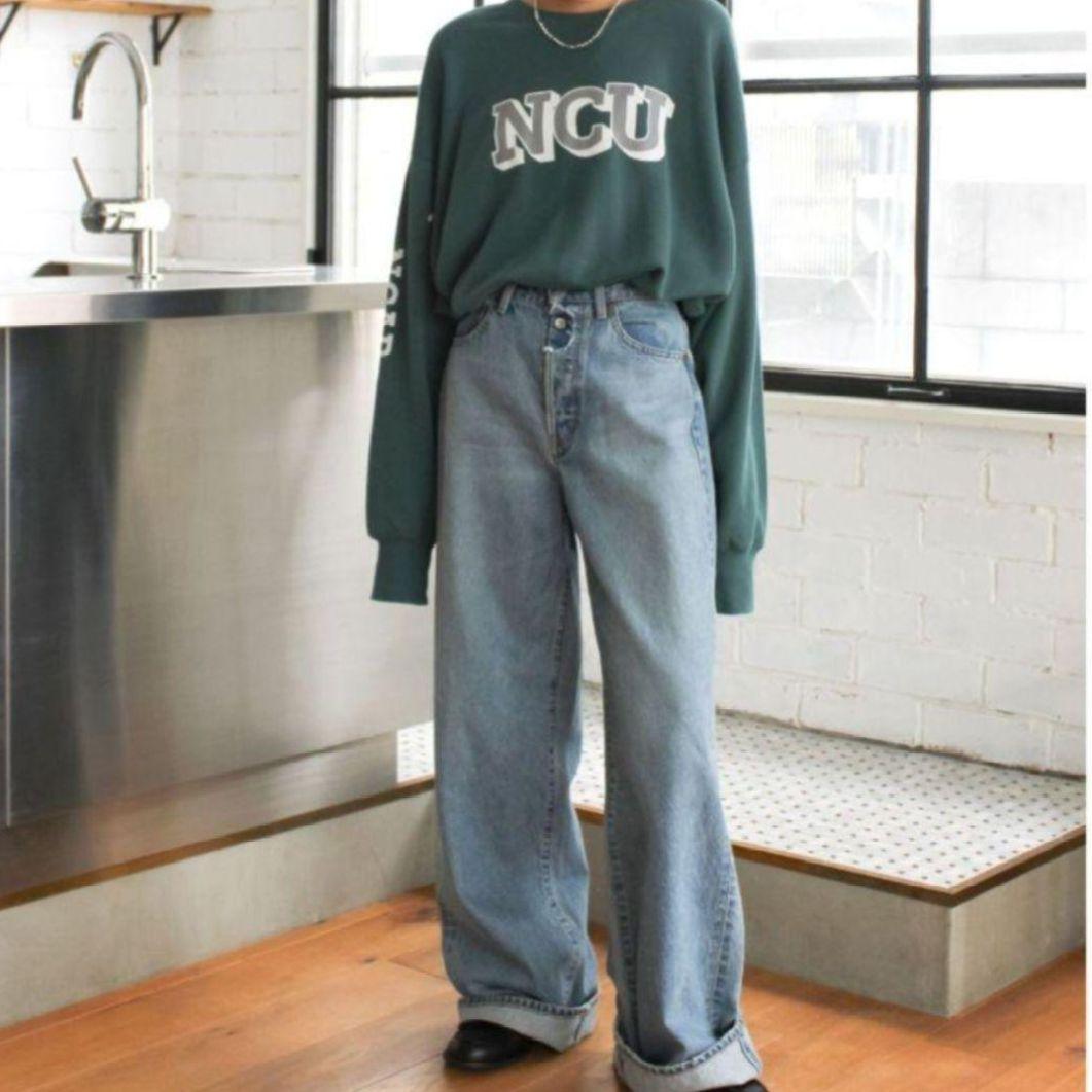 【新品】 Ungrid ルーズシルエットロゴスウェット グリーン F トレーナー
