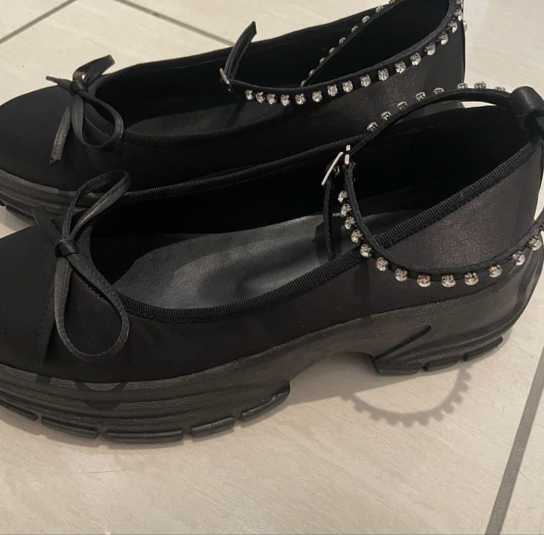 靴 aepine bijou strap satin ballet shoes