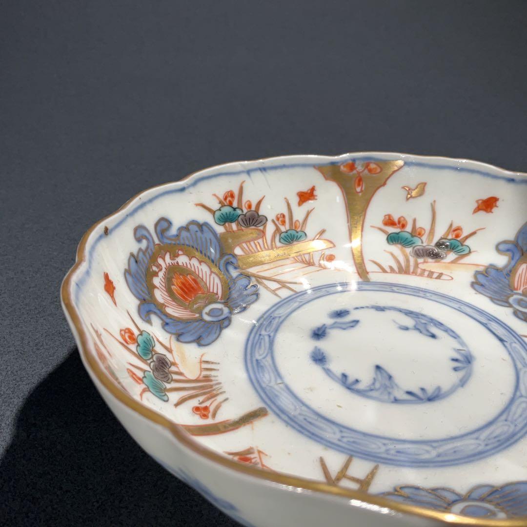 伊万里金襴手花鳥図なます皿∅15㎝ 骨董 古伊万里 R0275w2ダA