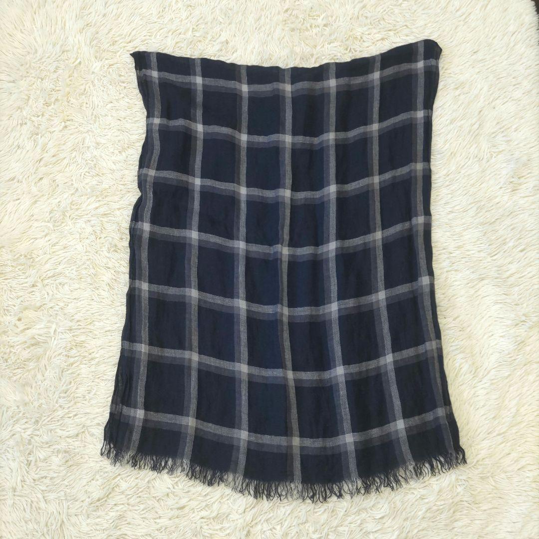 美品✨マーガレット ハウエル　麻　リネン　チェック柄　ストール　大判