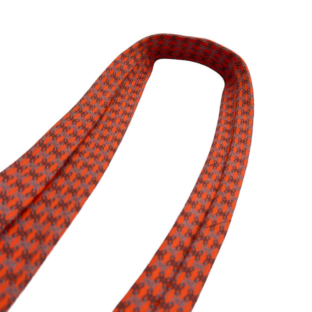 箱付 HERMES エルメス ネクタイ オレンジ チェーン 総柄 - メルカリ