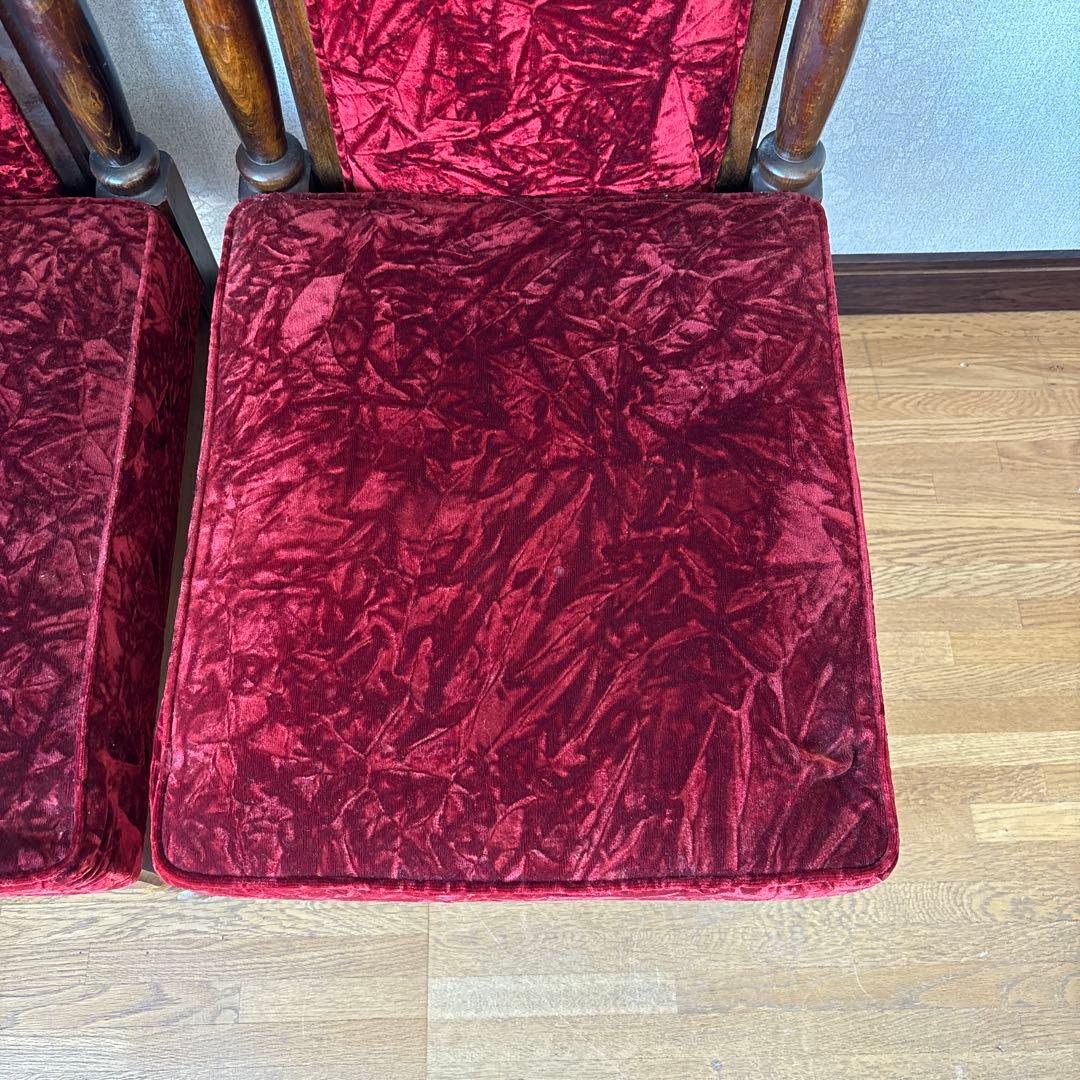 昭和レトロ　アンティーク調チェア ベルベット 赤 椅子　2脚セット 昭和レトロ アンティーク調チェア ベルベット 赤 椅子 2脚セット