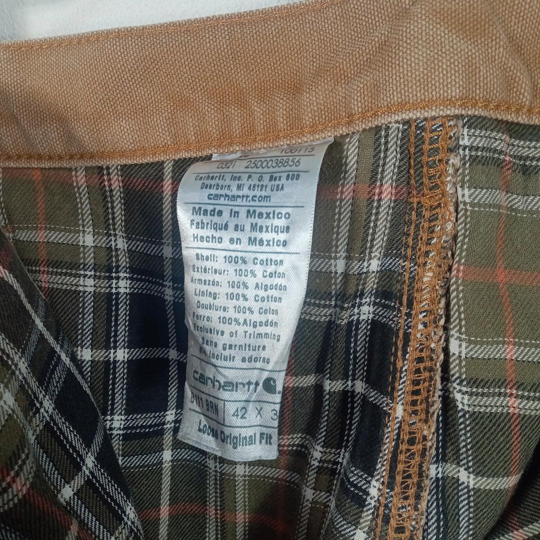 carhartt ダックペインターパンツ 42x32 裏地チェック ルーズ