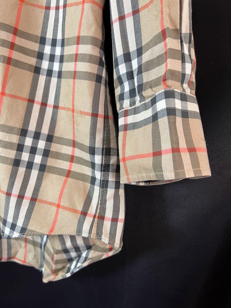 美品』BURBERRY LONDON ノバチェック ノーカラー シャツ 長袖