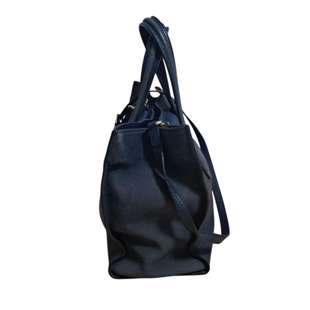 TOD'S トッズ ハンドバッグ 2way レザー スエード ネイビー