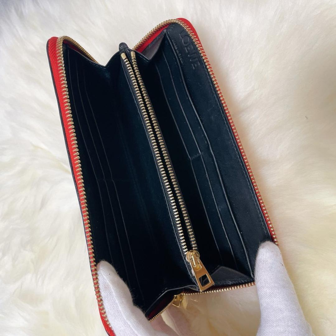 LOEWE ロエベ アナグラム リピート 長財布 財布 赤 ラウンドファスナー