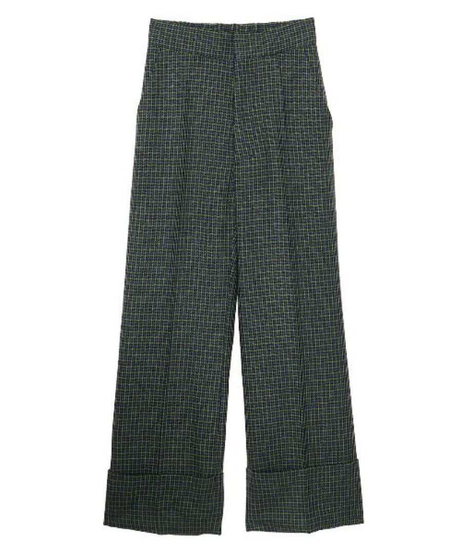 Ameri UND COLOR CHECK ROLL UP WIDE PANTS