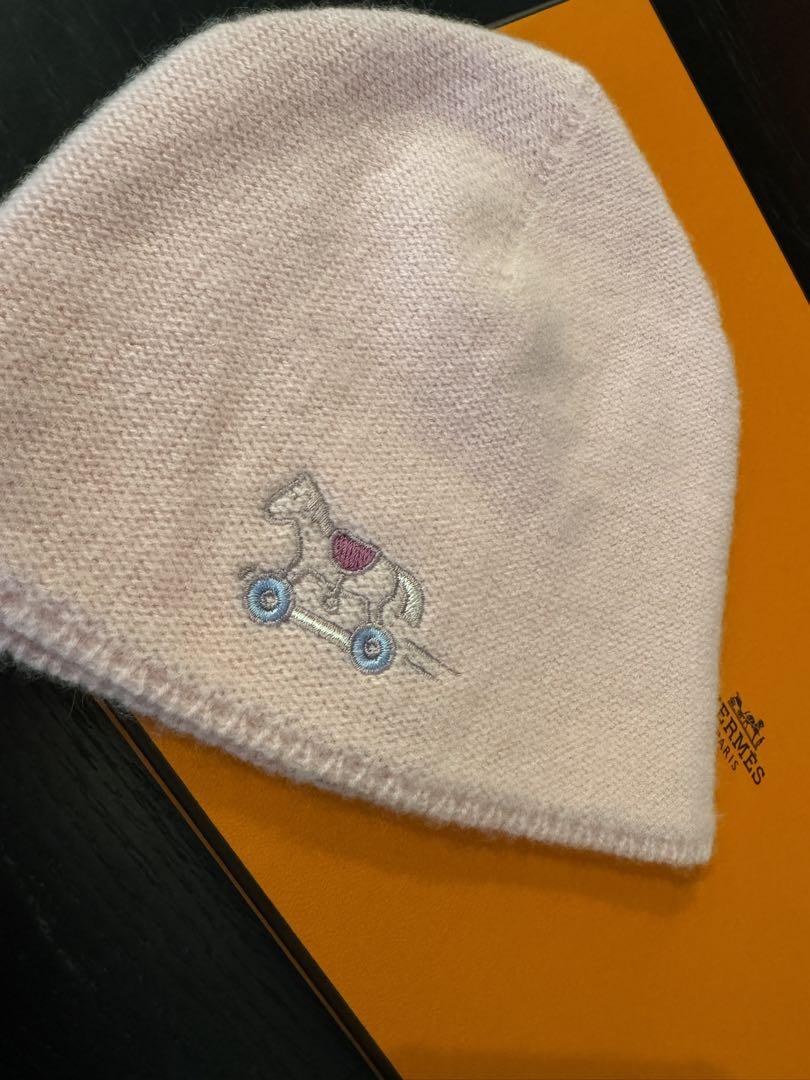 さとちゃん！HERMES ベビー帽 ピンクカシミヤ100%エルメス