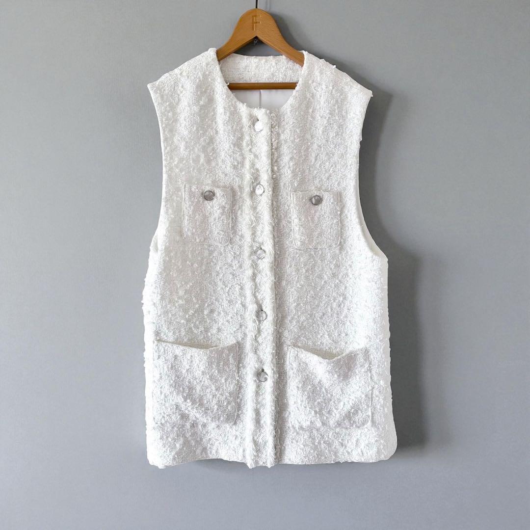 TWILL ツイル ツイードベスト ジレ ホワイト オケージョン SIZE