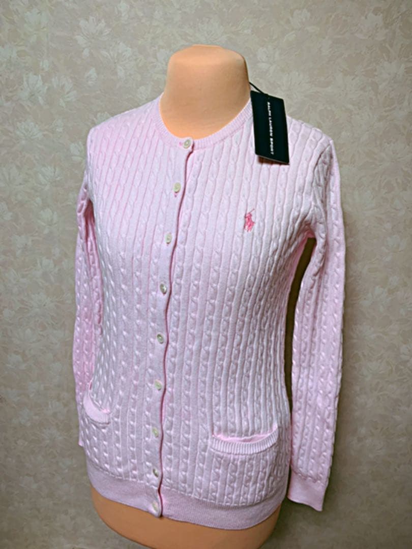 新品】ラルフローレン ケーブル カーディガン ベビーピンク XS