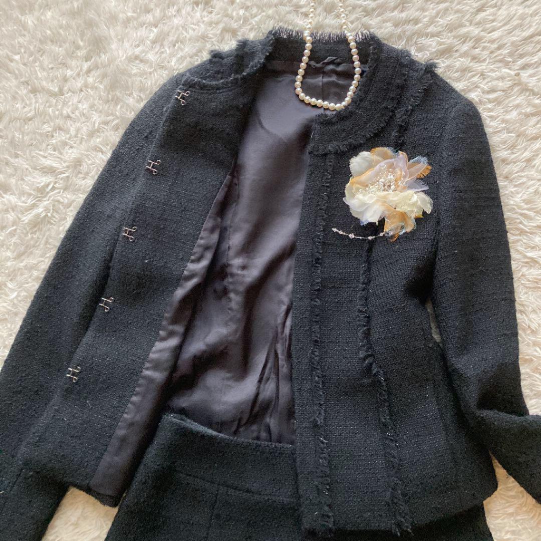 HOT本物保証 綺麗系ママ♡アナイ S 卒業式 入学式 4GaQx-m93612043463 ツイード ノーカラー ジャケット 好評超激得