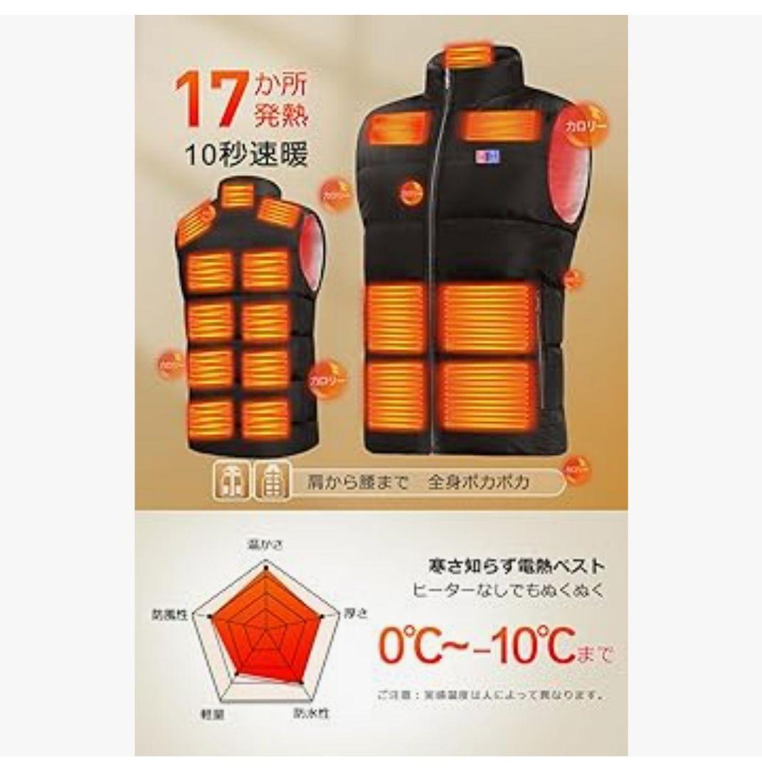 [Caxzyn] 電熱ベスト 加熱ベスト 【17箇所発熱 ad8-840