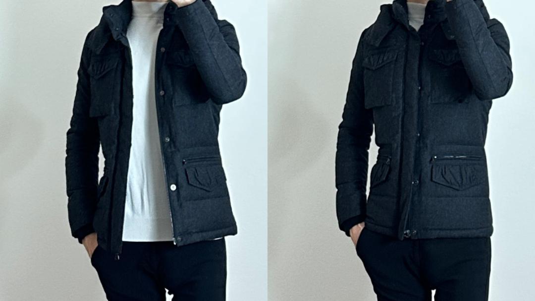 定価11万 wjk HEAVY WOOL POPLIN フードダウンジャケットS