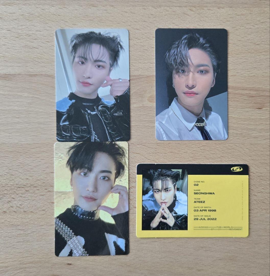 直筆トレカ ATEEZ ソンファ SEONGHWA ペンミ 神戸・大阪会場限定 ATEEZ MOVEMENT 封入トレカ 店舗限定トレカ 4枚 セット ソンファ