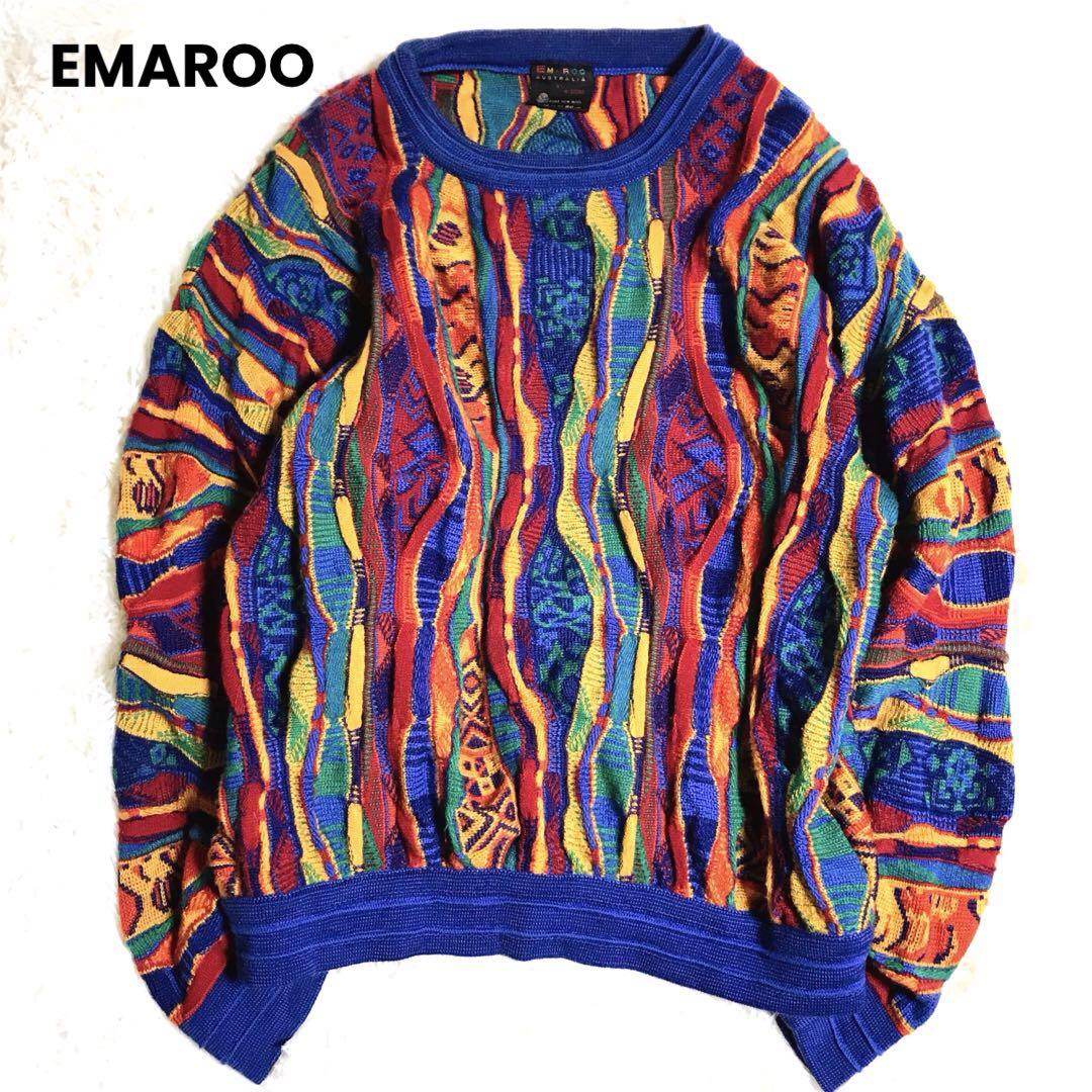 美品✨エマルー EMAROO 3Dニット セーター マルチカラー 総柄 立体 美品✨エマルー EMAROO 3Dニット セーター マルチカラー 総柄 立体