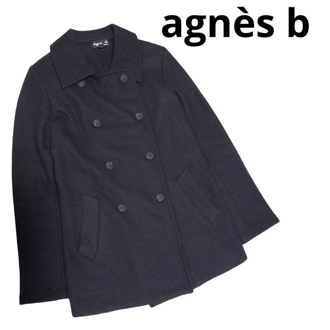 agnès b.PARIS カシミヤ混Pコート ジャケット 濃紺