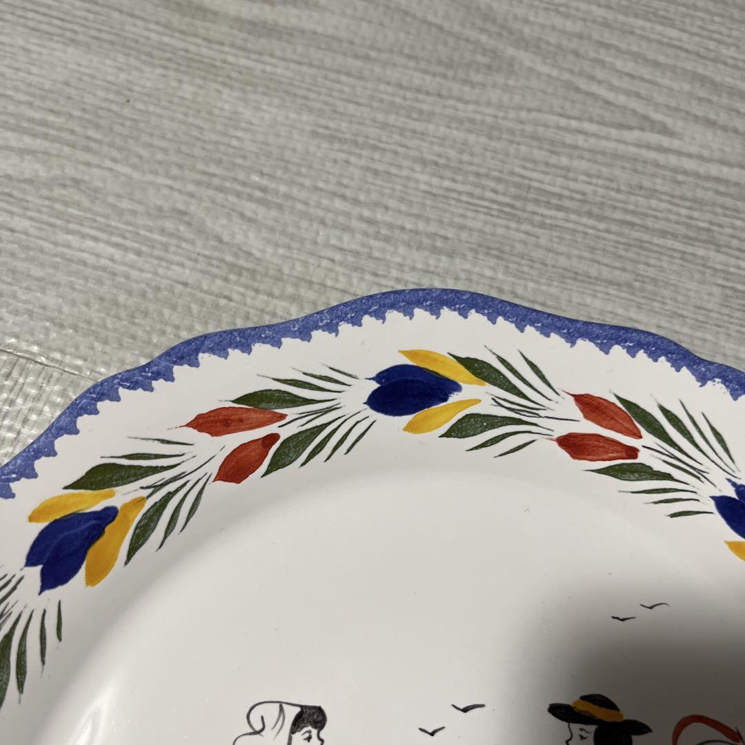 フランス アンリオ・カンペール焼き 陶器皿 定番柄