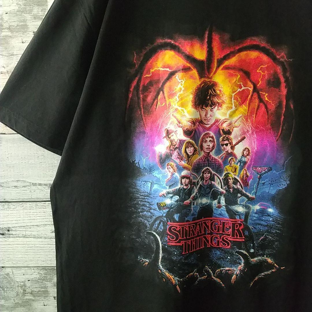 海外輸入☆ストレンジャーシングス ビッグプリント Ｔシャツ 黒 L