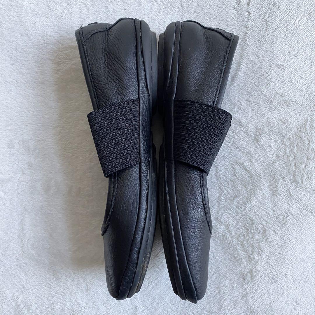 【美品✨】Camper ライトニナ　フラットシューズ　ストラップ　黒　本革　37